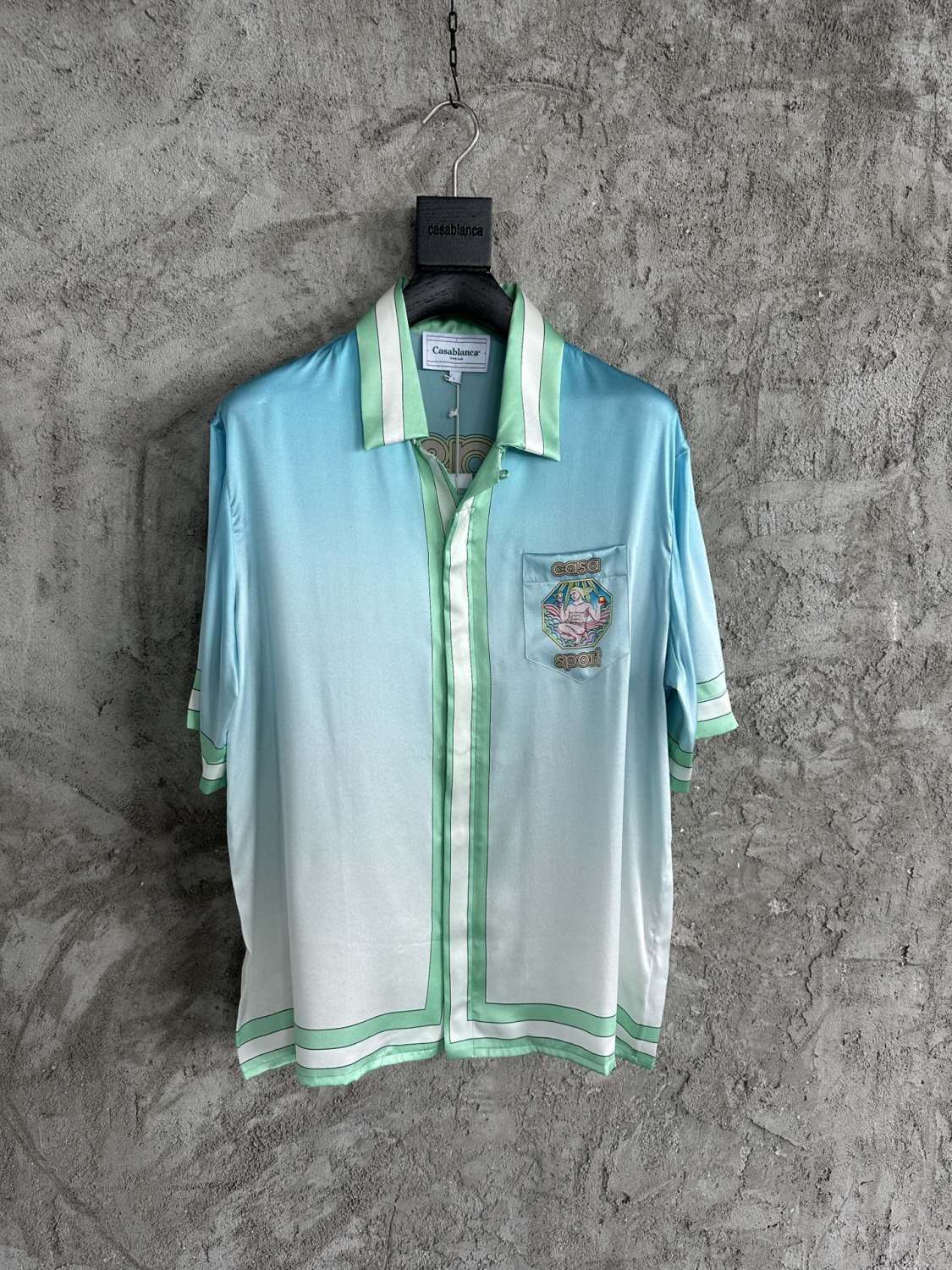 Casablanca Men's Summer Gradient Color Printed Single-Breasted Short-Sleeved Shirt and Casual Shorts Set Suit #77741