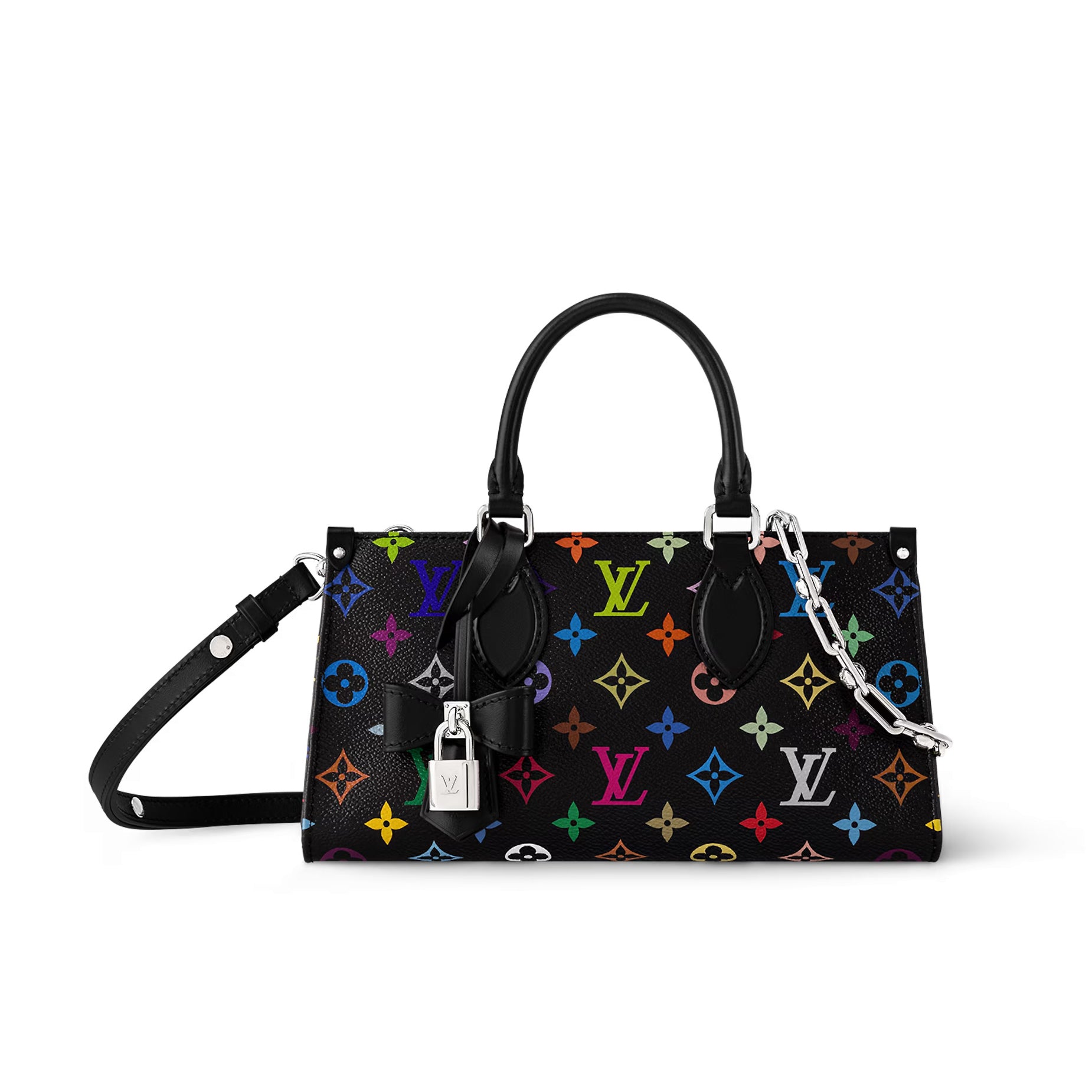 Louis Vuitton Lv X Tm Onthego East West Chain Women's Removable Shoulder Strap Zipper Closure Colorful Monogram Printed Printed Coated Canvas Leather Trimmed Shoulder Crossbody Bag Bags #75561