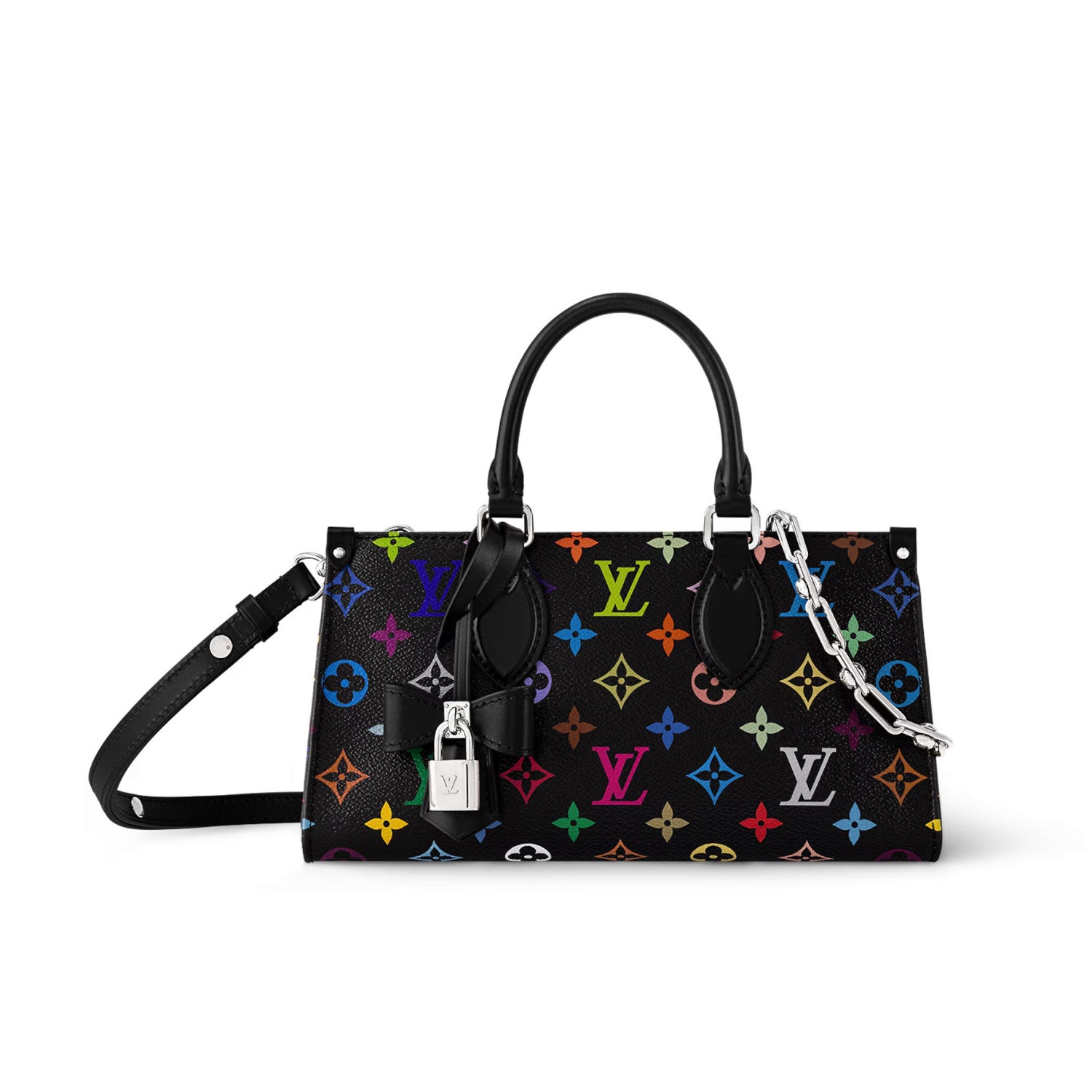 Louis Vuitton Lv X Tm Onthego East West Chain Women's Removable Shoulder Strap Zipper Closure Colorful Monogram Printed Printed Coated Canvas Leather Trimmed Shoulder Crossbody Bag Bags #75561