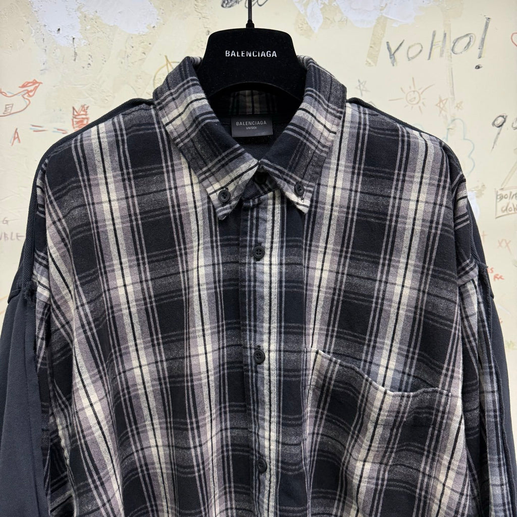 Balenciaga Men's Hybrid Overshirt in Blackgrey #333811