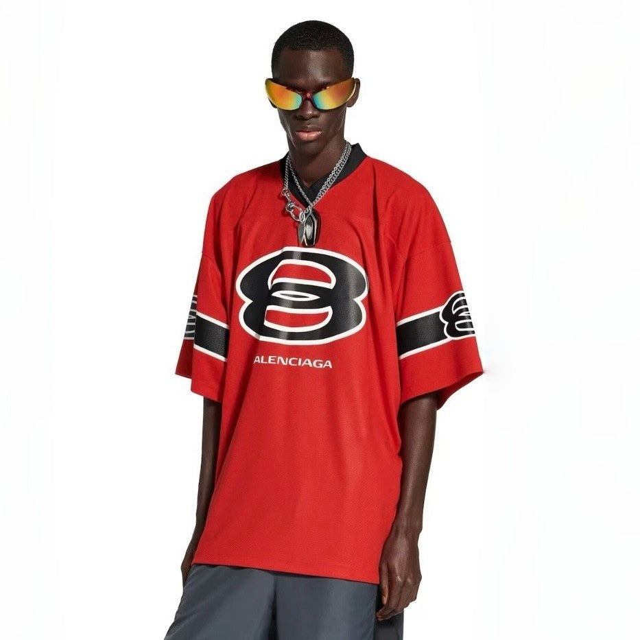 Balenciaga Men's And Women's Summer Fashion Casual Sports Inspired Close Knit Mesh Fabric V Neck Design Relaxed Fit Short Sleeve T-shirt #79146