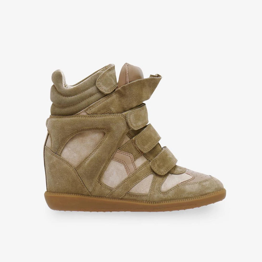 Isabel Marant Women's Autumn and Winter Solid Colour Velcro Round Toe High Top Suede Leather Casual Sneakers Shoes #76685