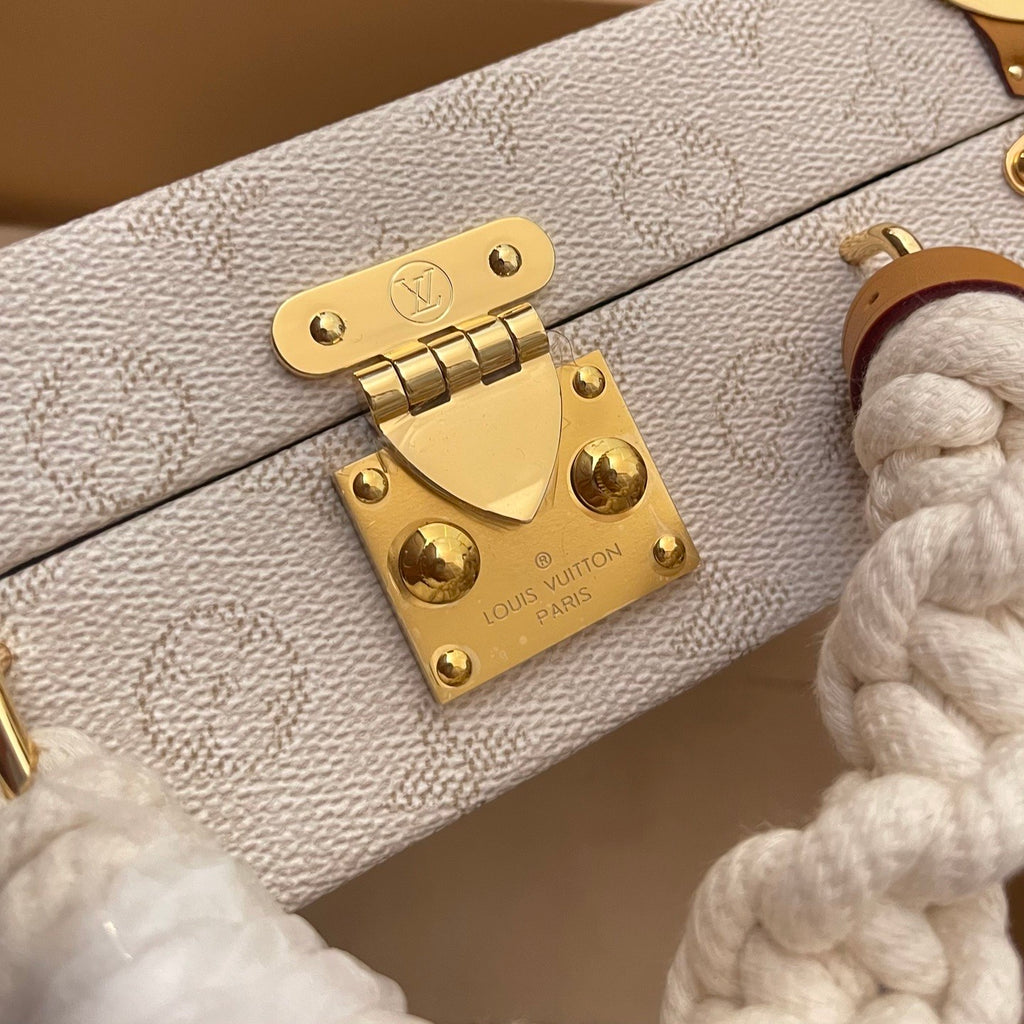 Louis Vuitton Handle Trunk Women's Solid Color Detachable Adjustable Shoulder Strap Buckle Closure Coated Canvas Box Bag Single Shoulder Crossbody Handbag Bags #77789