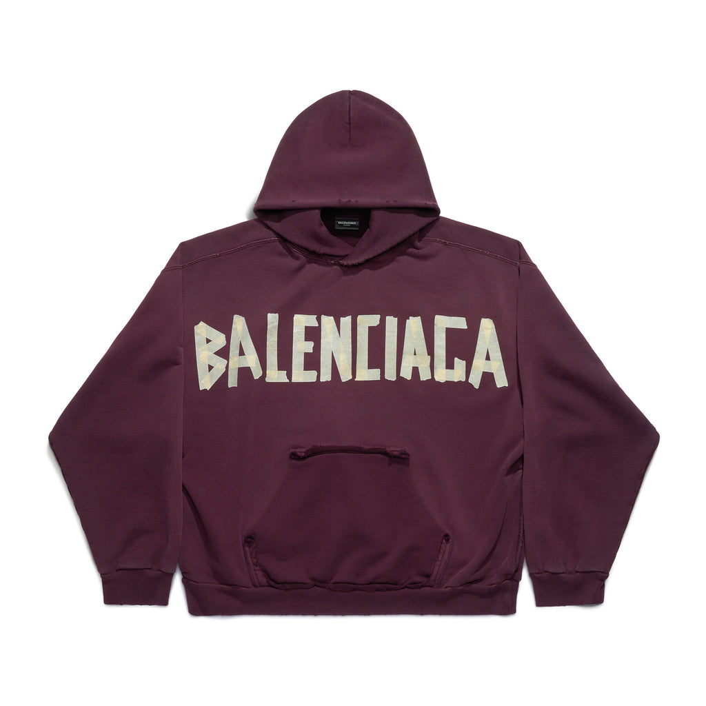 Balenciaga Men's Summer Crimson Letter Print Crew Neck Regular Fit Hooded Sweatshirt Pullover #98986
