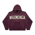 Balenciaga Men's Summer Crimson Letter Print Crew Neck Regular Fit Hooded Sweatshirt Pullover #98986