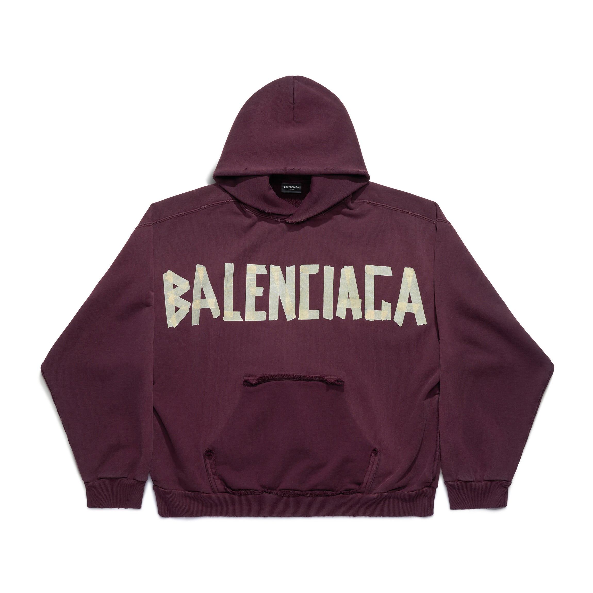 Balenciaga Men's Summer Crimson Letter Print Crew Neck Regular Fit Hooded Sweatshirt Pullover #98986