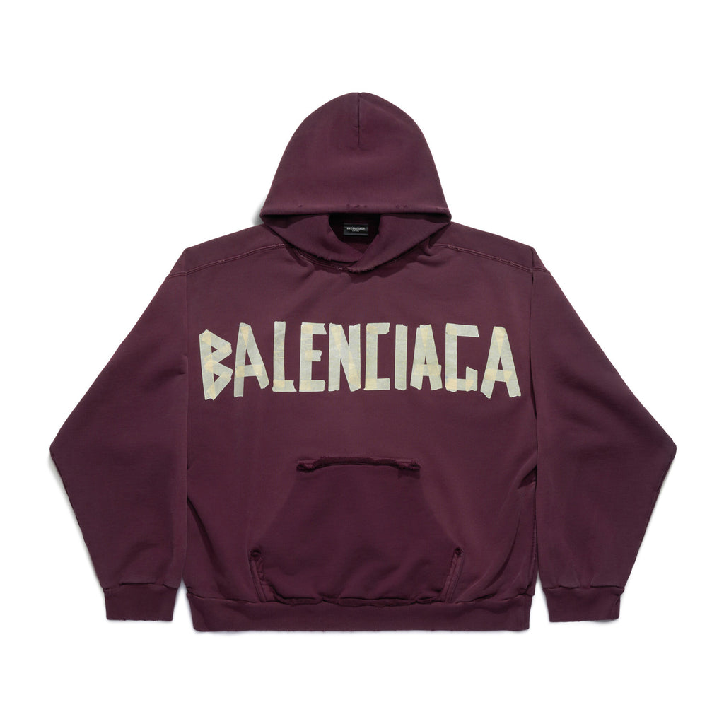 Balenciaga Men's Summer Crimson Letter Print Crew Neck Regular Fit Hooded Sweatshirt Pullover #98986