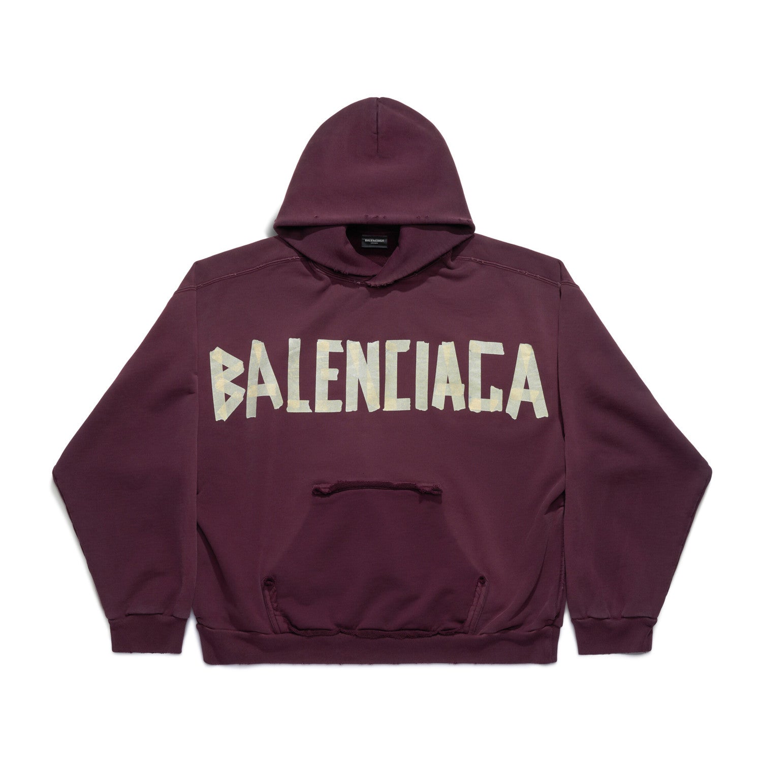 Balenciaga Men's Summer Crimson Letter Print Crew Neck Regular Fit Hooded Sweatshirt Pullover #98986