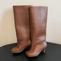 Maison Margiela Women's Fall/Winter Fashion Classic Leather Square-Toe Sleeve Heeled Long Leather Horseshoe Boots High Boots Shoes#79315