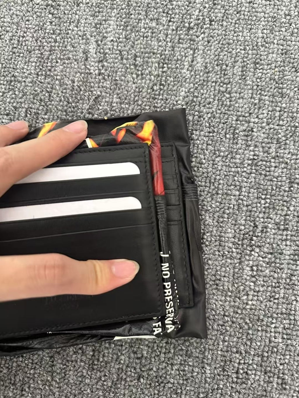 Balenciaga Chips Black Glossy Cowhide Leather Square Foldable Wallet Card Holder Bag Bags #77299
