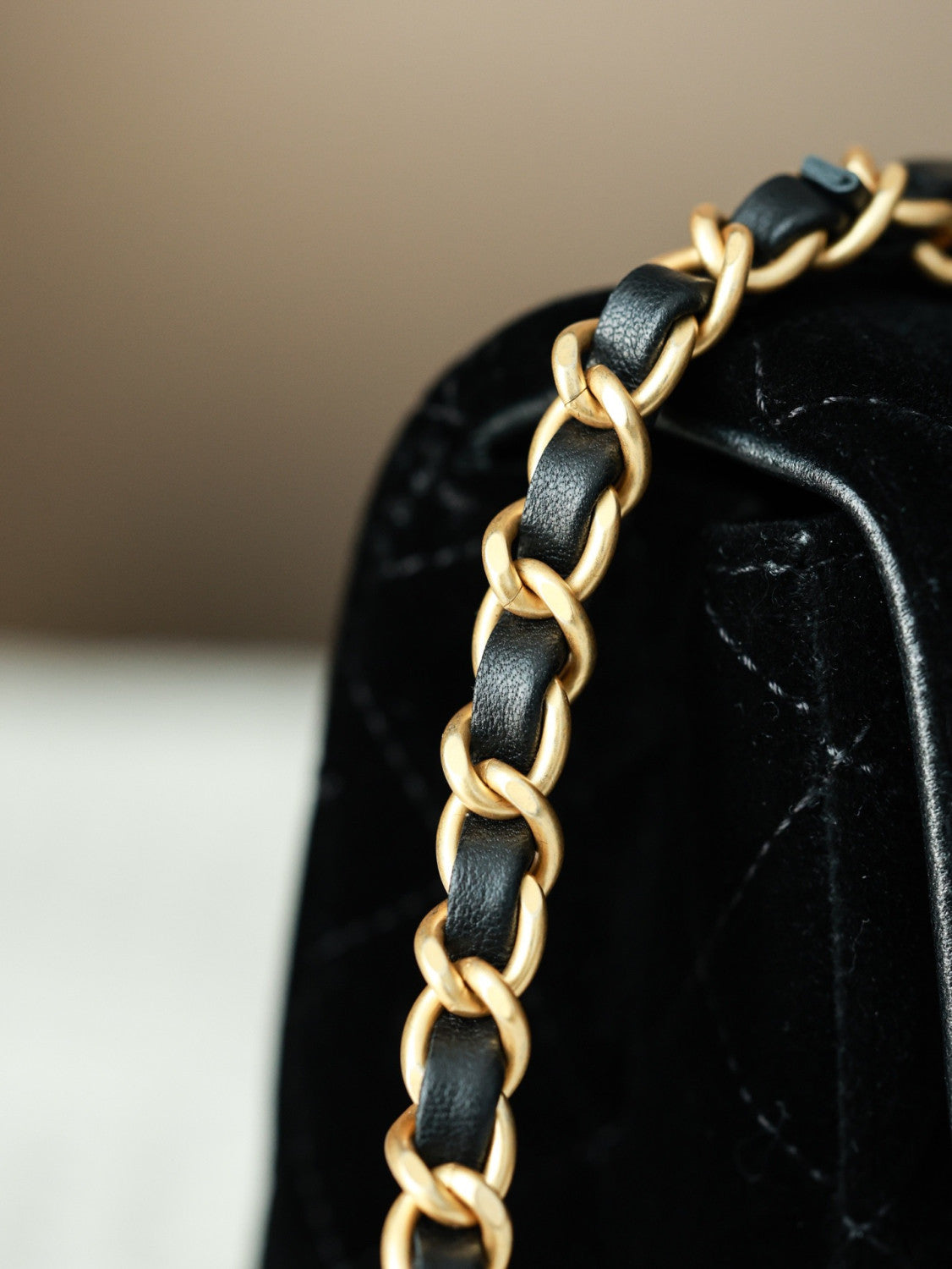 Chanel Mini Flap Bag With Top Handle Velvet Silk Gold-tone Metal Black #336177
