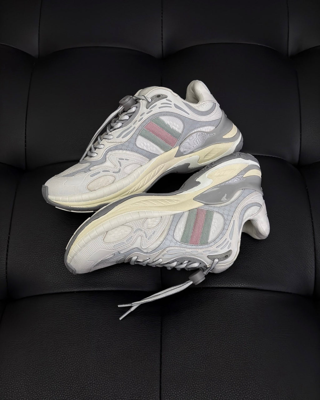 Gucci 2.0 Men's and Women's Mesh Leather Round Toe Drawstring Low Top Sneakers Shoes #77124