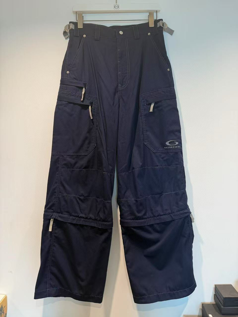 Balenciaga Men's Spring/Autumn Solid Colour Button Pocket Regular Fit Work Trousers Pants #77443