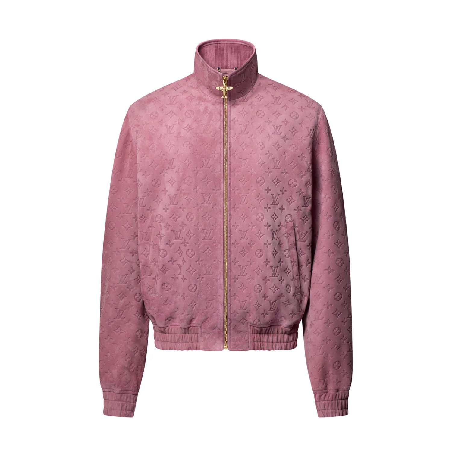 Louis Vuitton Men's Autumn/Winter Solid Color MONOGRAM Embossed Suede Leather Zipper Long Sleeve Sport Jacket #76177