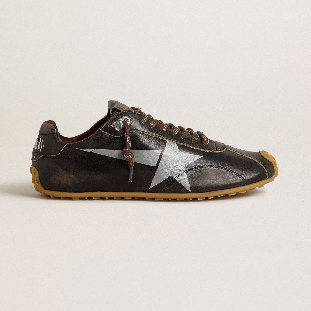 Golden Goose Women's Spring/Fall Fashion Casual Round Toe Lace Up Flat Low Top Nylon Leather Blend Retro Star Decorated Marathon Series Sneakers Shoes #79381