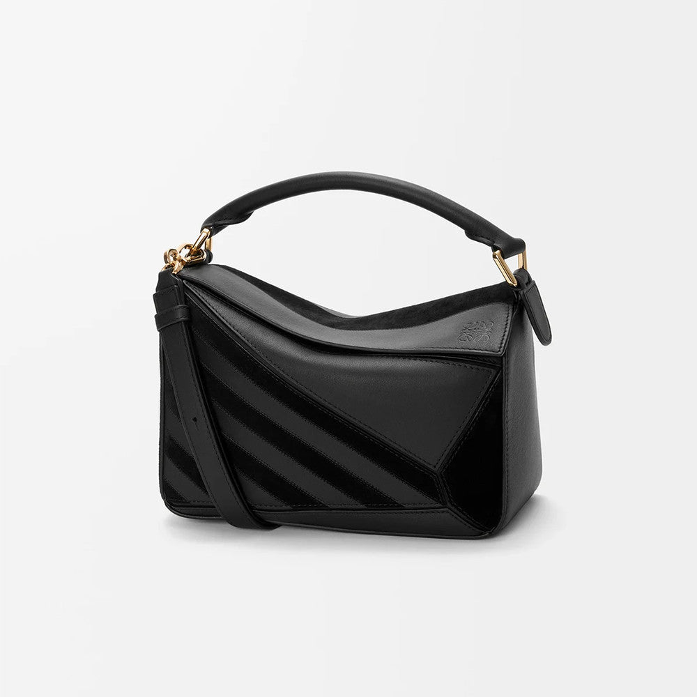 LOEWE Small Puzzle bag in classic calfskin suede Brown #335950