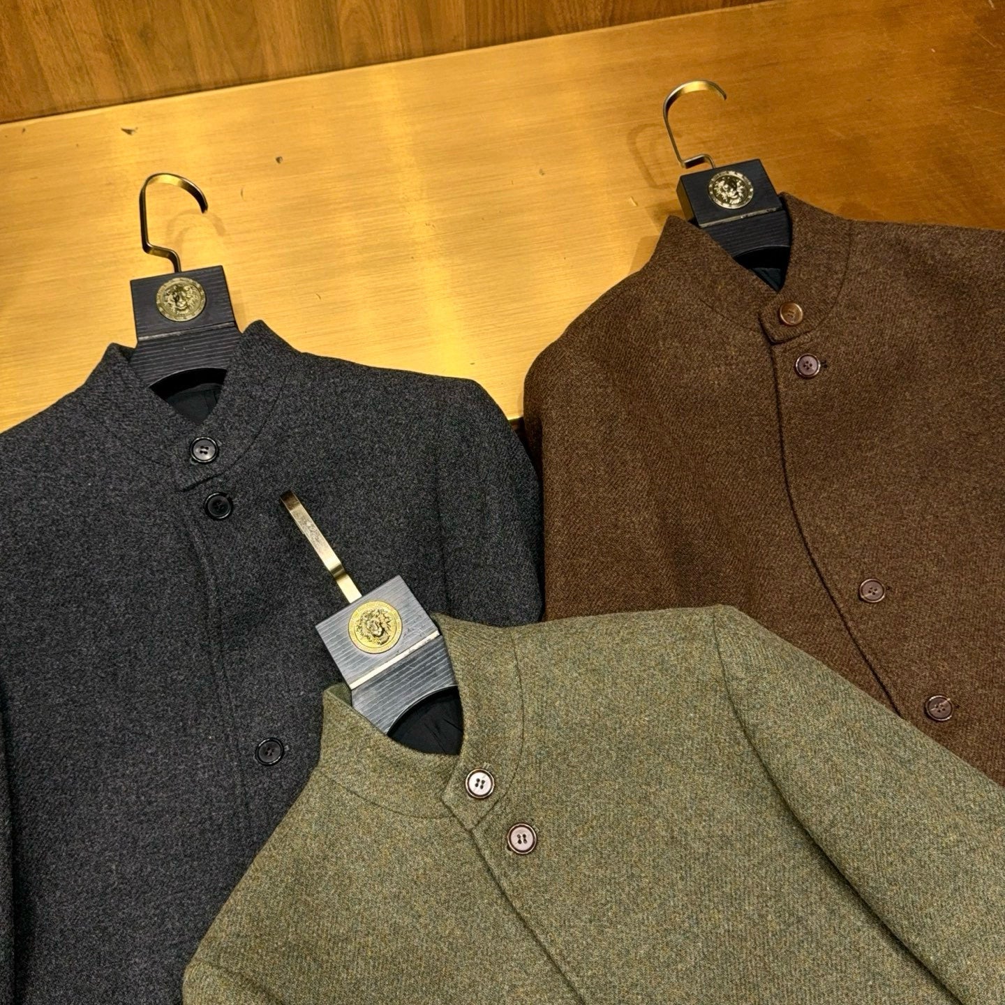 Ermenegildo Zegna Men's Spring/Fall Wool-Cashmere Blend Solid Color Stand Collar Workwear Zhongshan Suit Single-Breasted Long-Sleeve Pocket Jacket Ngvp #2528