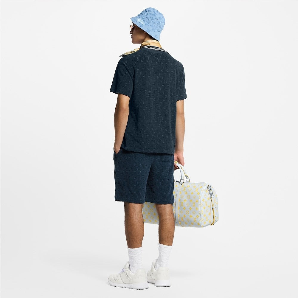 Louis Vuitton Men's Summer Solid Color Letter Print Terry Fabric Crew Neck Short Sleeve T-Shirt #77882