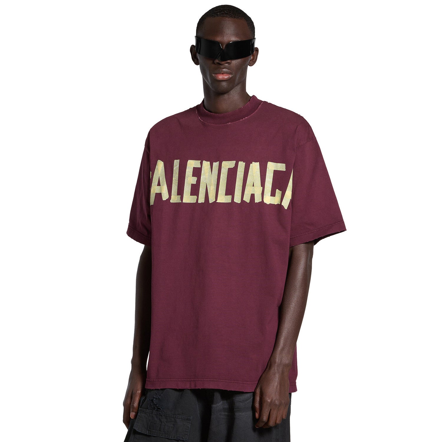 Balenciaga Men's Summer Crimson Letter Print Round Neck Regular Fit Short Sleeve T-Shirt #98985
