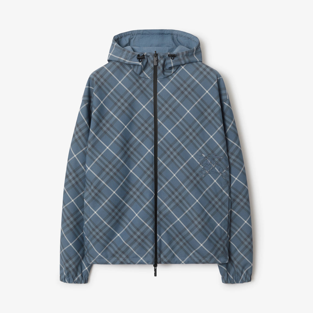 Burberry Men's Spring/Summer Casual Reversible Checkered Long-sleeved Hooded Drawstring Zipper Jacket #78314