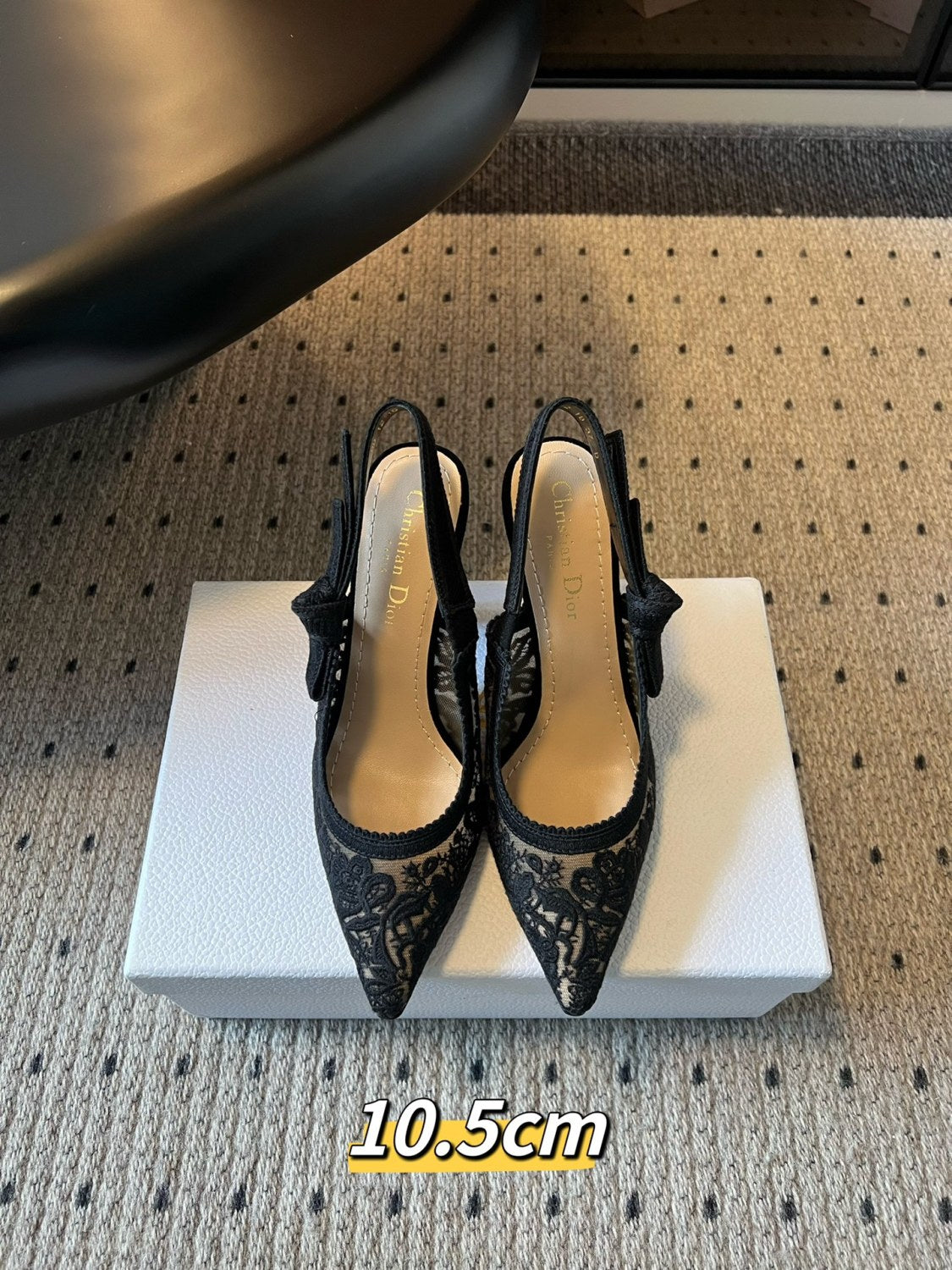 Dior Women's J'Adior Slingback Pump Spring/Summer Autumn Flower Embroidered Bow High Heels Pointed Thin Heels Casual Shoes Heel Height 6.5cm Heel Height 10.5cm #81722