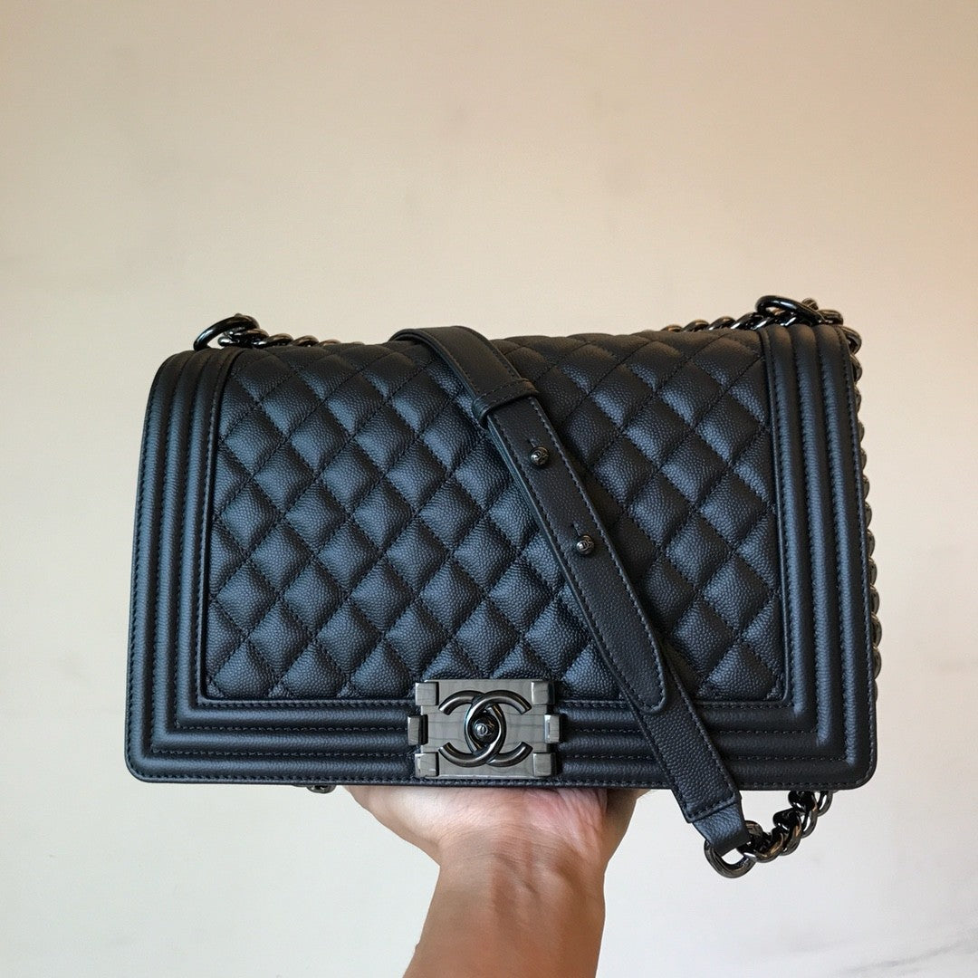 Chanel LeBoy Chanel Bag Calfskin Ruthenium Plated Metal #333120