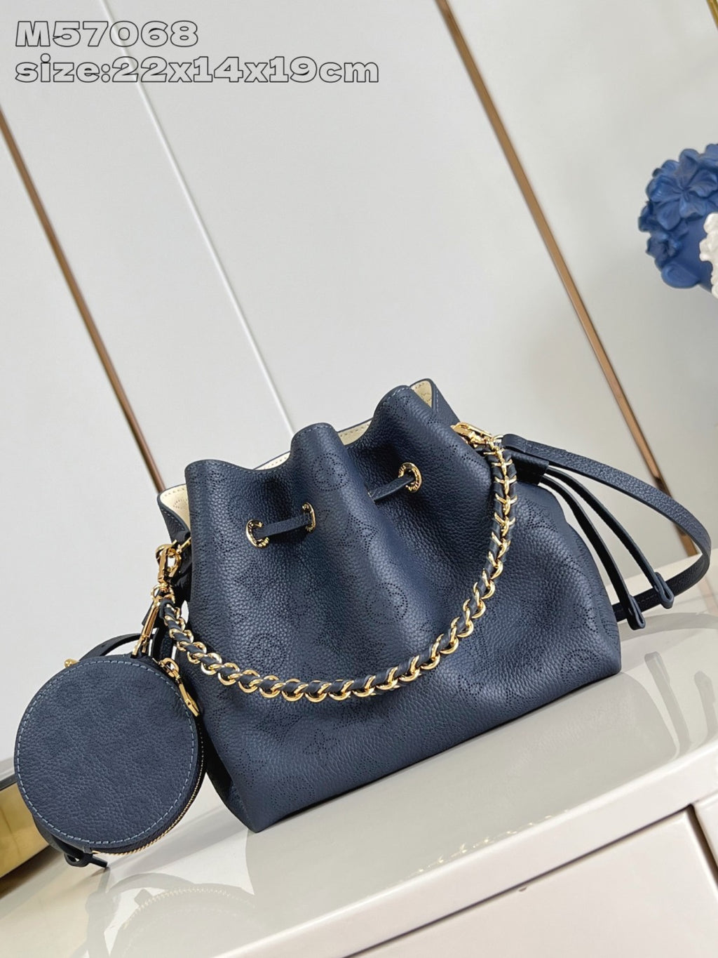 Louis Vuitton Women's Handbag Bella Moon Goddess Black Openwork All-over Print New Bucket Bag Multi-color Drawstring Chain Bag M57070 Bags #84178A