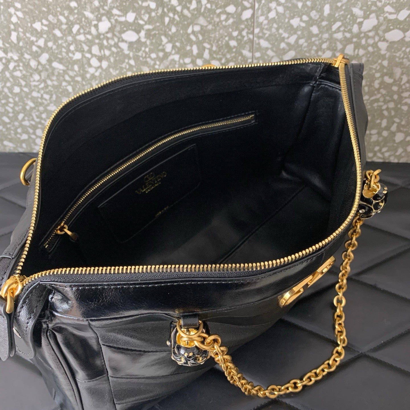 Valentino Garavani Panthea Shoulder Bag In Nappa Leather With Chevron Pattern #333756
