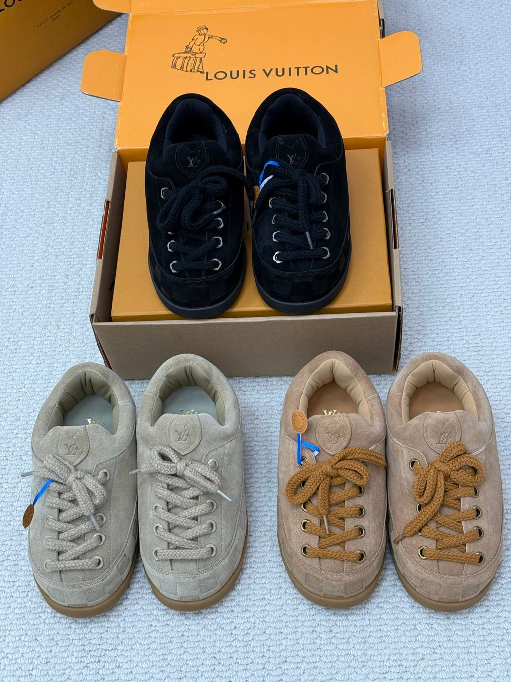 Louis Vuitton Lv Yeti Lace-up Shoes For Men And Women Autumn/winter Printed Patchwork Round-toe Chunky Suede Warm Boots Couples' Shoes #81455