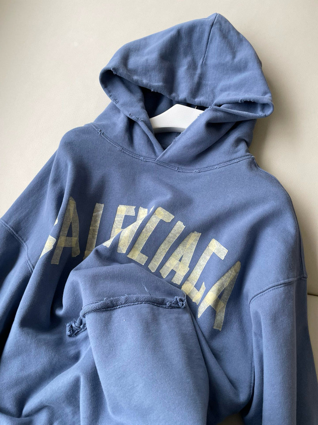 Balenciaga Men's Spring and Fall Logo Letter Print Blue Loose Fit Hooded Sweatshirt Pullover #98387