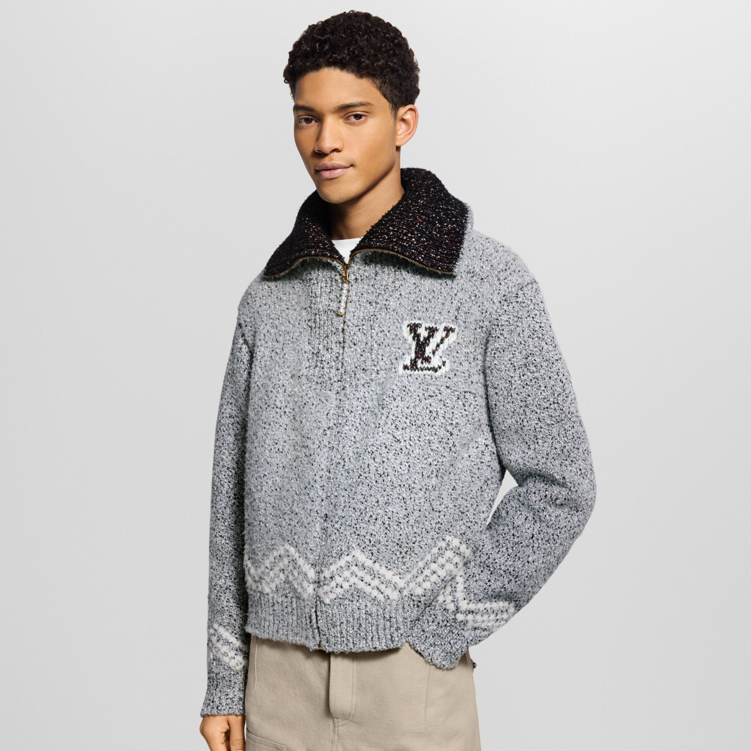 Louis Vuitton Men's & Women's Fall/Winter Fashion Casual Zipper Collar Knit Waist-cinched Sweater Jacket #78668