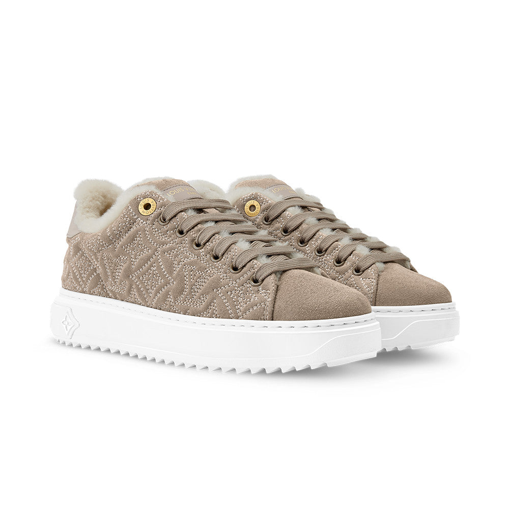 Louis Vuitton Women's Time Out Sneaker Suede Round Toe Lace-up Low-top Sneakers #333372
