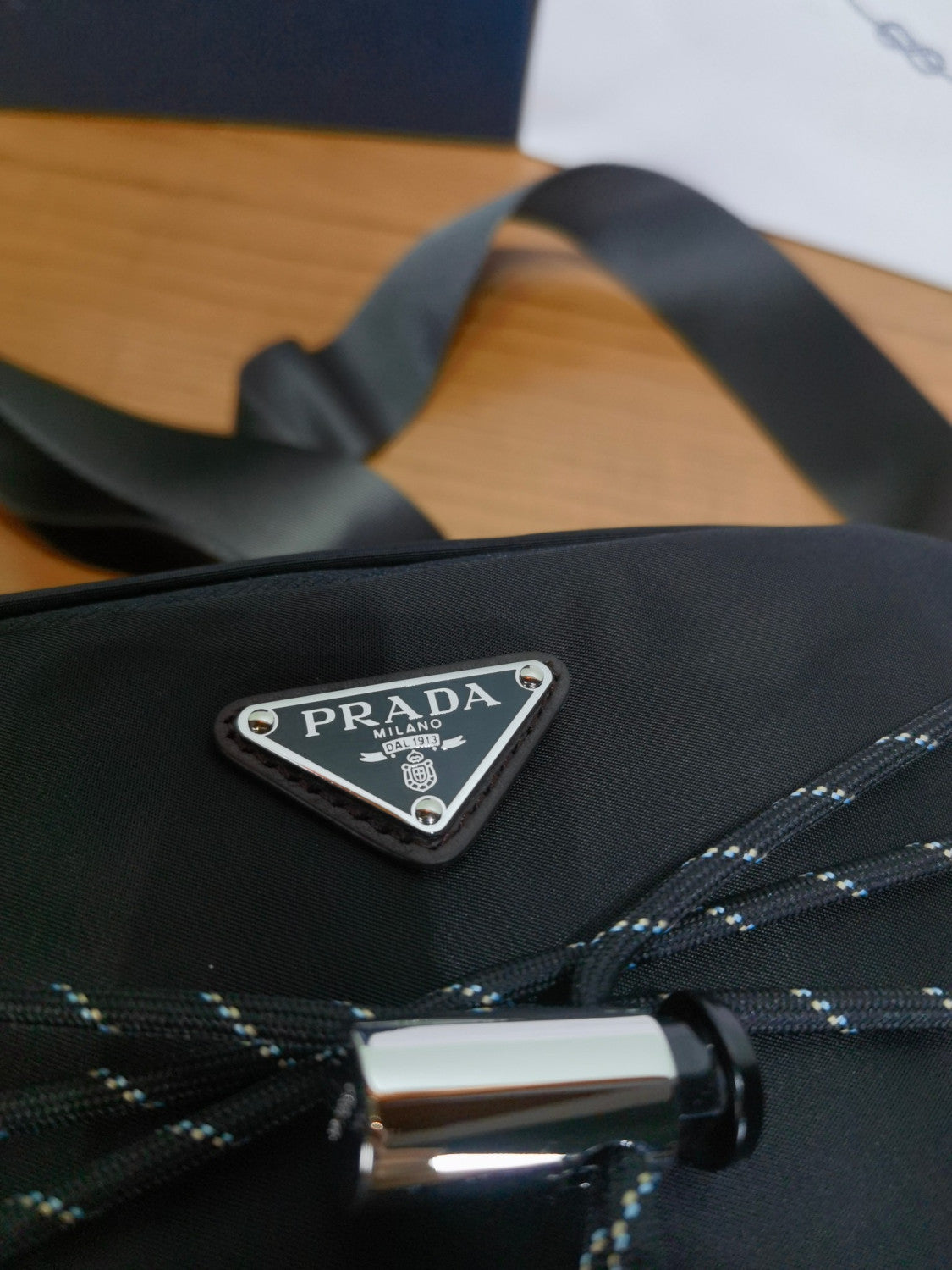 PRADA Black Prada Speedrock Re-nylon Leather Shoulder Bag #334216