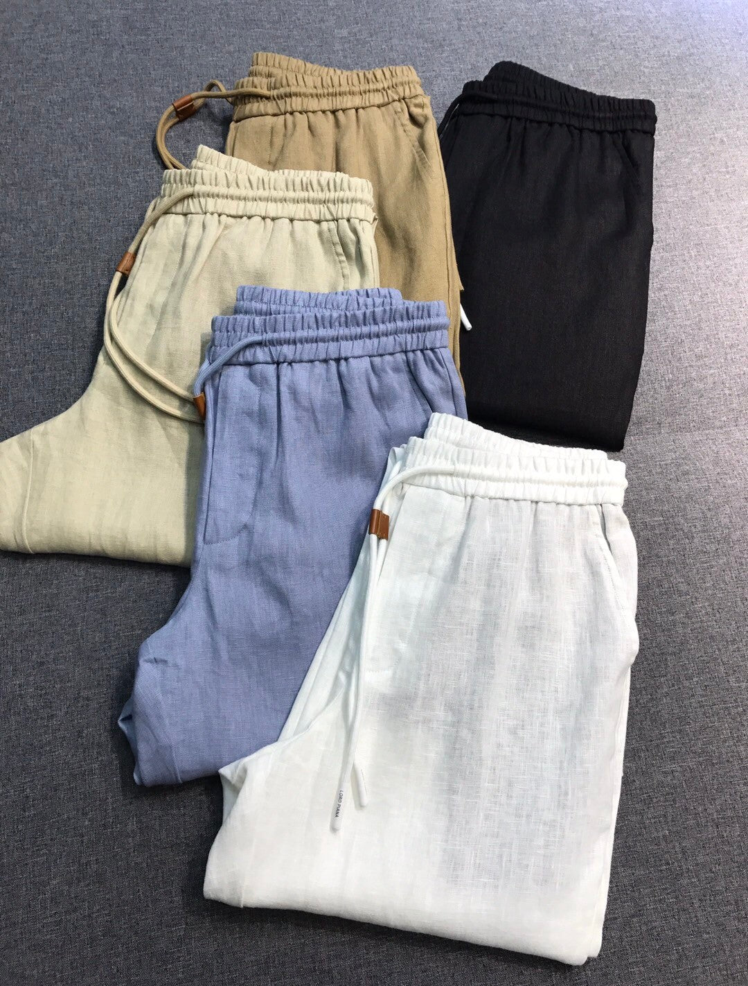 Loro Piana Men's Spring And Summer Solid Colour Drawstring Fashion Pants Loose Straight Comfortable Cotton Thin Suit Trousers Ngvp #1472