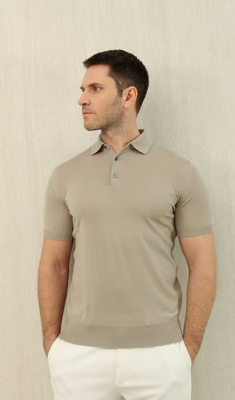 Loro Piana Men's Summer Lapel Straight Solid Color Fitted Pullover Short Sleeve Polo Shirt Ngvp #1554
