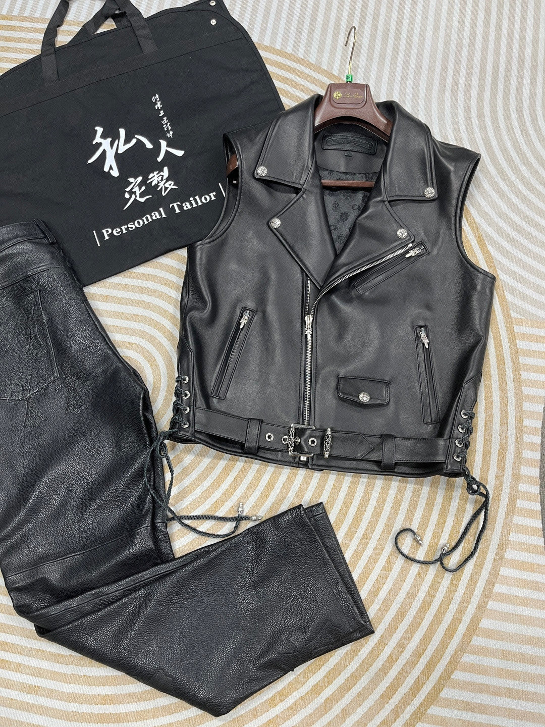 Chrome Hearts 25FW Punk Motorcycle Leather Style Short Vest #333459