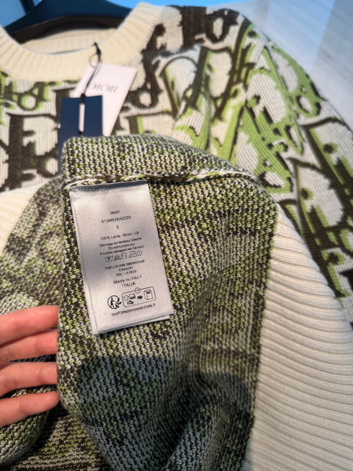 DIOR Dior Oblique Sweater White Wool Jacquard #335681