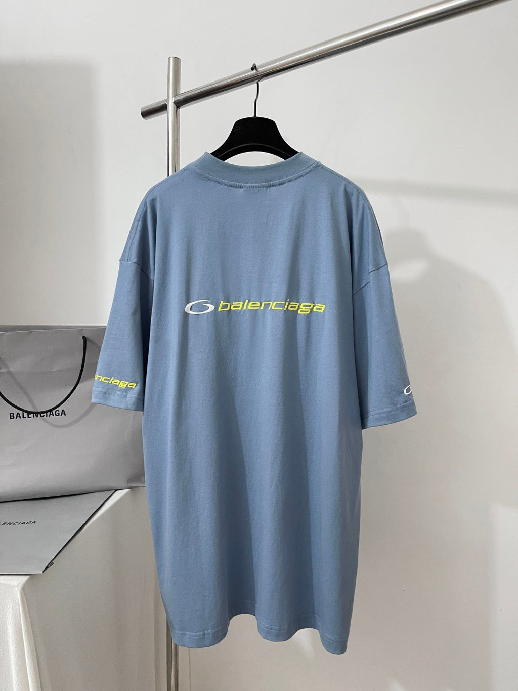 Balenciaga Tracksuit Logo Men's Summer Plain Knit Silhouette Crew Neck Short Sleeve T-Shirt #76524