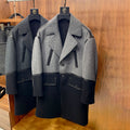 Dior Men's Autumn And Winter Cashmere Blend Medium-Length Colorblocking Long-Sleeved Tweed Coat Jacket Ngvp #9487