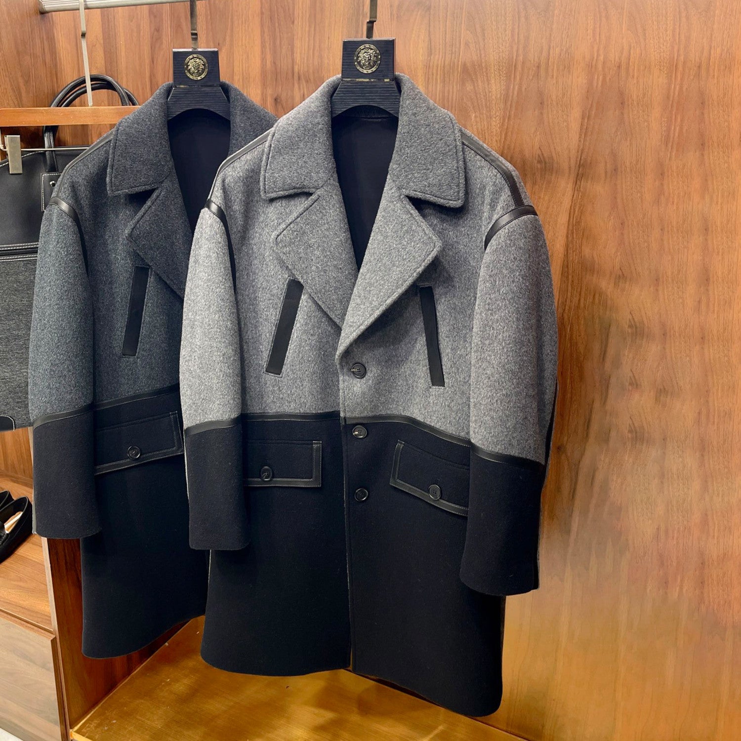 Dior Men's Autumn And Winter Cashmere Blend Medium-Length Colorblocking Long-Sleeved Tweed Coat Jacket Ngvp #9487