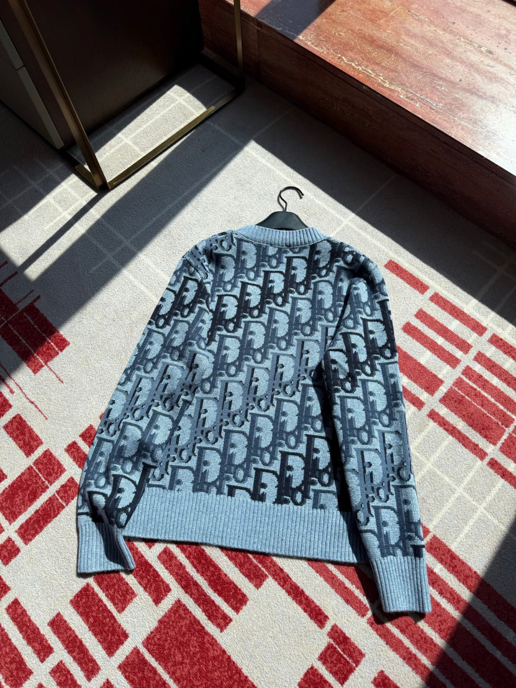 Dior Sweater Blue Sheep Wool Oblique Print #333759