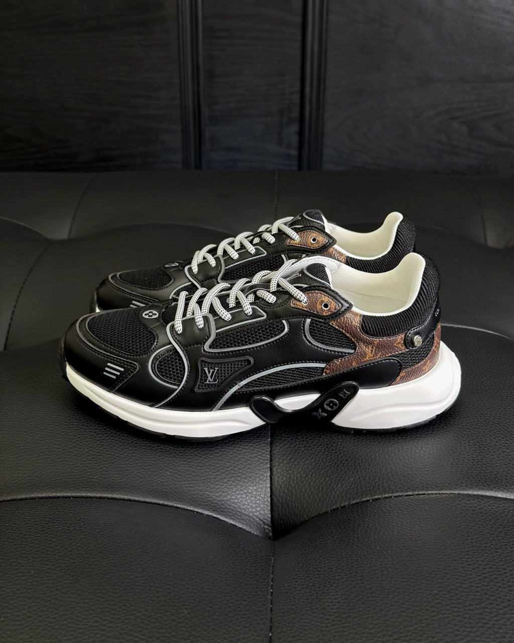 Louis Vuitton LV Olympia Men's And Women's Mesh Quilted Leather Low-top Lace-up Sneakers Shoes #76581