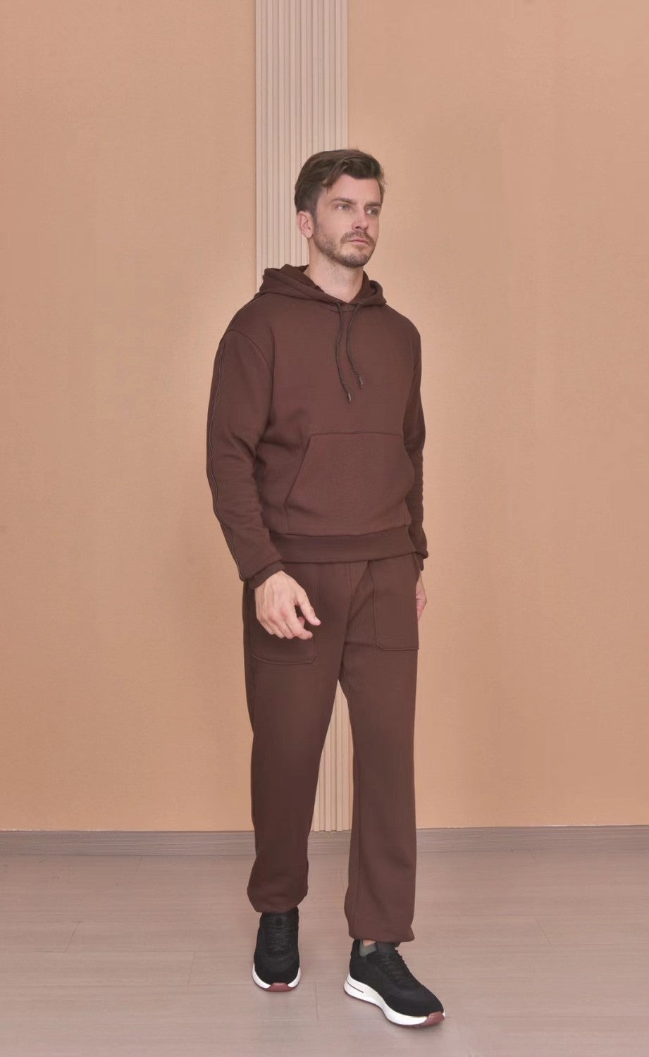 Loro Piana Men's Autumn And Winter Solid Color Hooded Long Sleeve Sweatshirt Casual Lace-Up Pants Set Ngvp #9216