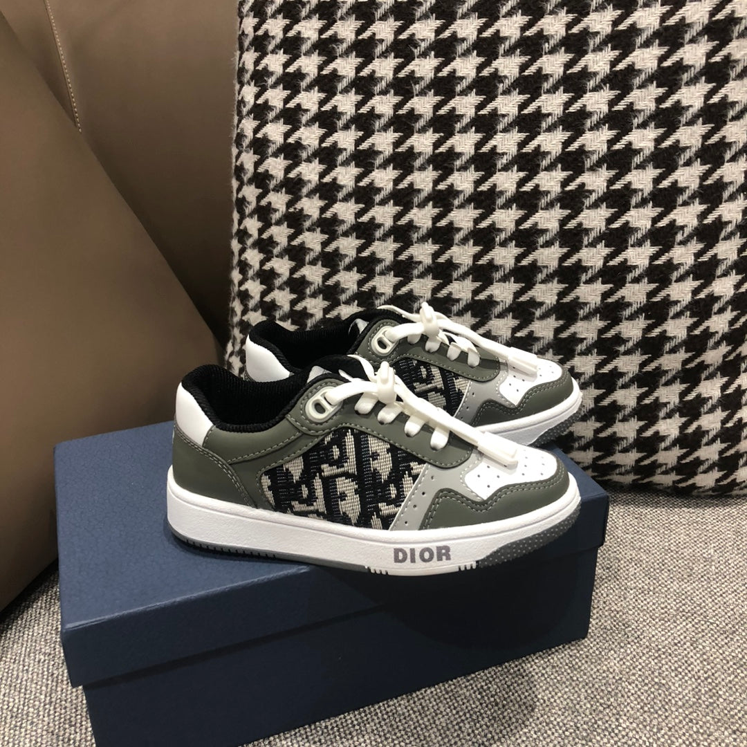 Dior Kid's Four Seasons Color Blocking Lace-Up Round Head Low Top Casual Board Shoes #31271