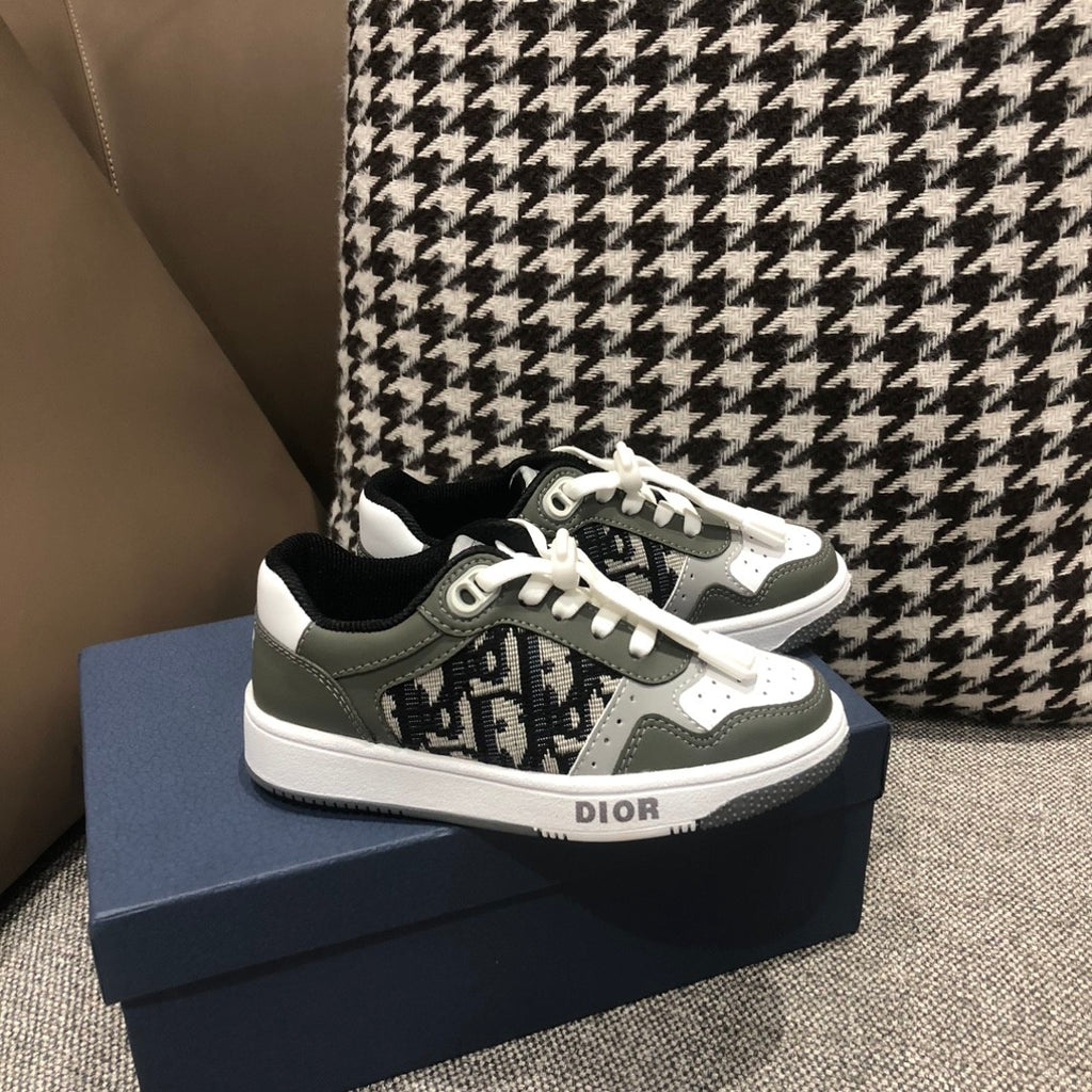 Dior Kid's Four Seasons Color Blocking Lace-Up Round Head Low Top Casual Board Shoes #31271