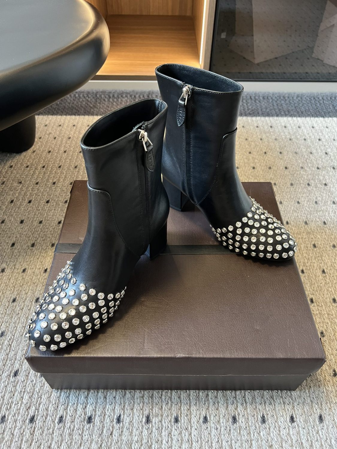 Alaia Women's Autumn/winter Fashion Round-toe Full-covering Cowhide Suede Short Boots Shoes #78177