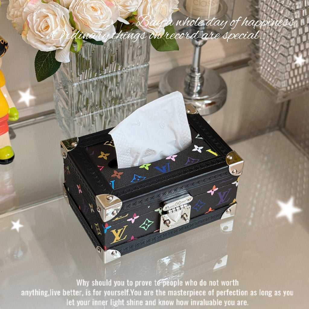Louis Vuitton Monogrammed Printed Latch Closure Coated Canvas Organizer Tissue Box Hard Case Bag Bags #76449