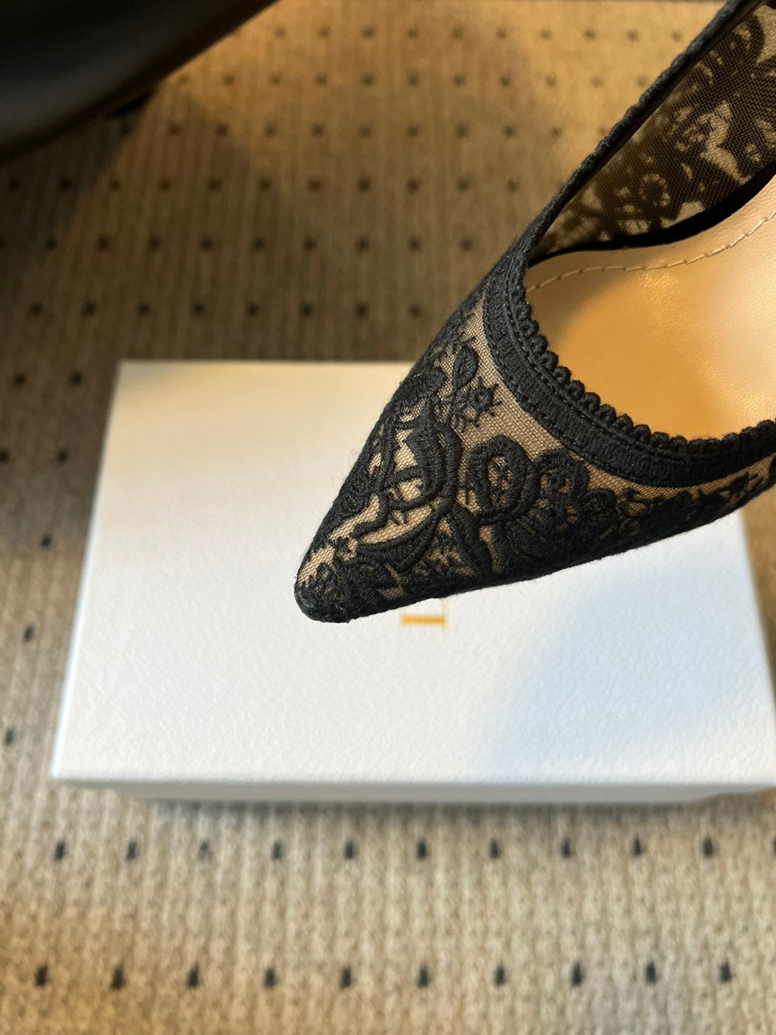 Dior Women's J'Adior Slingback Pump Spring/Summer Autumn Flower Embroidered Bow High Heels Pointed Thin Heels Casual Shoes Heel Height 6.5cm Heel Height 10.5cm #81722