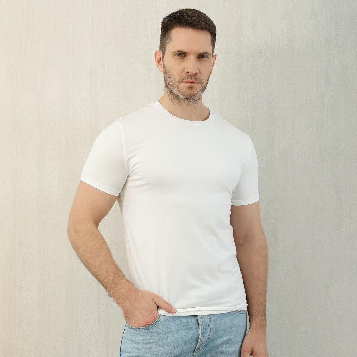 Ermenegildo Zegna Men's Summer Solid Color Cotton Crew Neck Short Sleeve T-Shirt - Breathable & Casual Summer Wear #75691