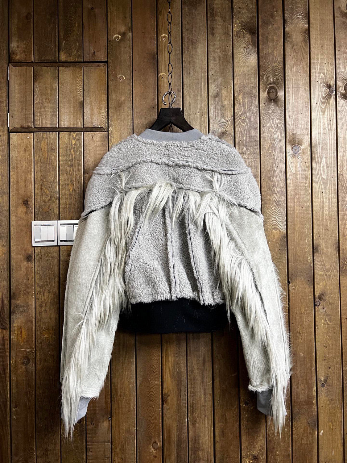 Rick Owens Men's Autumn And Winter Solid Color Fitted Zipper Short Long Sleeve Fur Jacket Ngvp #6965